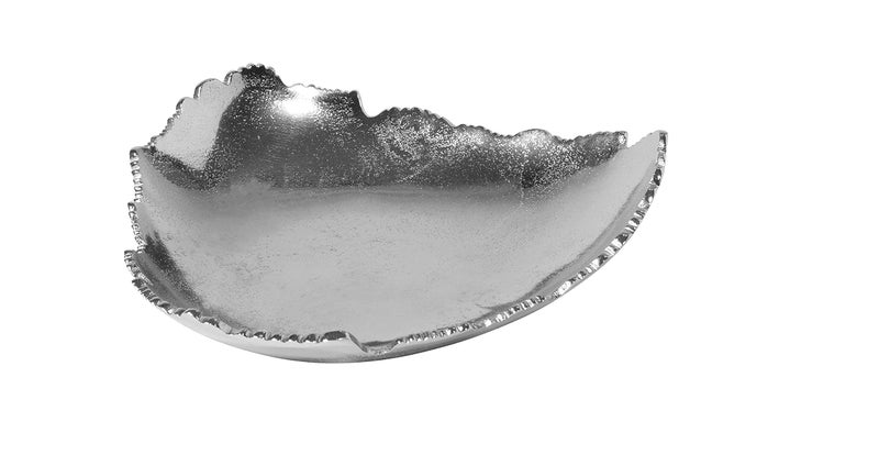 Red Co. 12â€ Decorative Antique Silver Allure Torn Hammered Metal Centerpiece Bowl with Sculpted Edges - Image 1